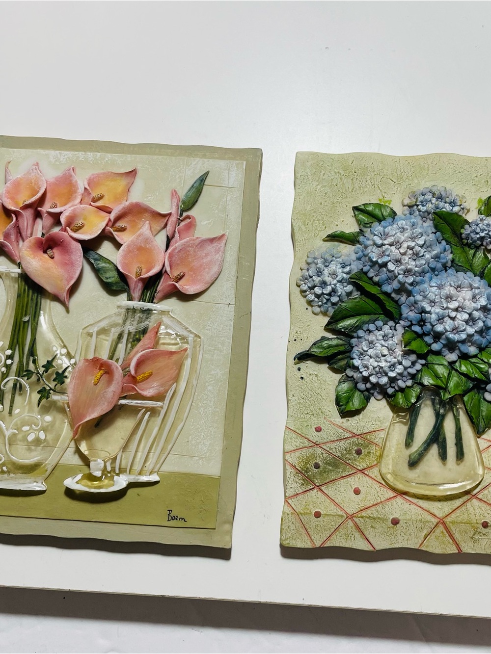 3d wall art sculpture Lot Danhui Nai & Baem Hydrangeas &  Calla Lilies Gorgeous